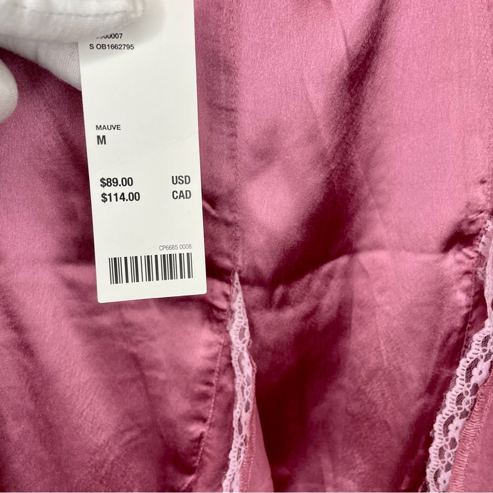 NWT Urban Outfitters Cassie Satin & Lace Ruffle Midi Skirt Mauve - Picture 8 of 8